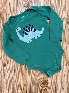 7/$20 Pekkle Green Baby Long Sleeve Bodysuit with Dinosaur Cotton 24 Month